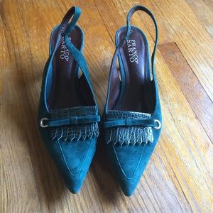 Franco Sarto Vintage Emerald Green Slingback Kitten Heel Pumps